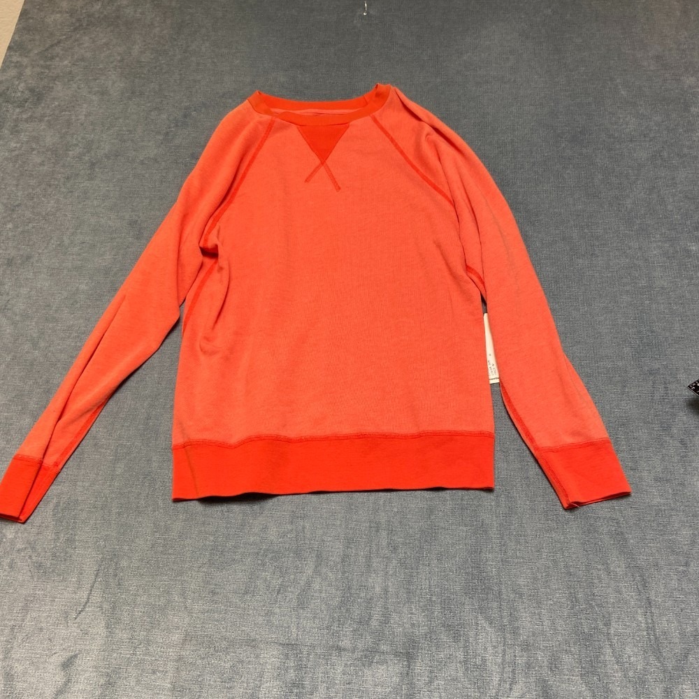 Ever Sweatshirt Mens Small Orange Ribbed Raglan Sleeve Everyday Wear Winter Cozy